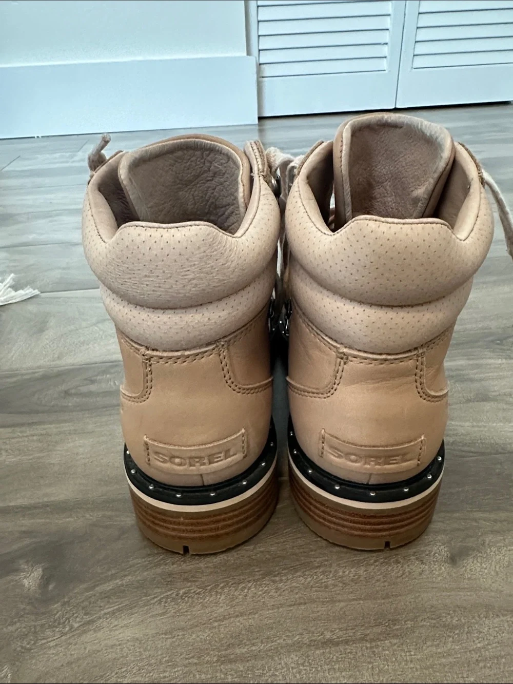 Sorel Beige Lace-Up Studded Trim Boots - Picture 3 of 7